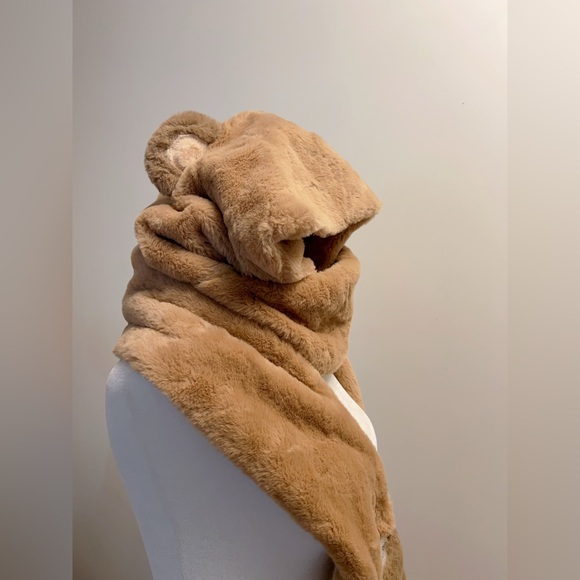 Fluffy super cute fur hooded scarf with gloves. BRAND NEW! Good for ski helmets. - Picture 7 of 9